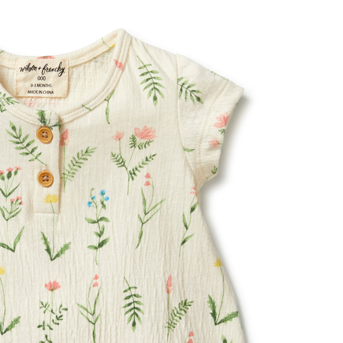 Wilson&Frenchy Crinkle Henley Playsuit -  Wild Flower