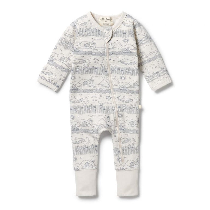 Wilson & Frenchy Organic Zipsuit with feet - Seaside