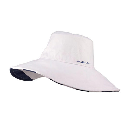 Millymook Girls Wide Brim Reversible Hat - Hope Navy & White