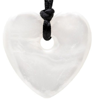 Teething Bling Pendant - White Heart
