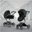 Mima Xari Stroller Black Chassis with Black Seat - Stone White Starter Pack