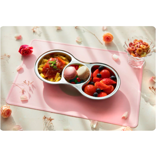 Grosmimi Stainless Baby Food Tray 3 Compartment w/Suction Plate
