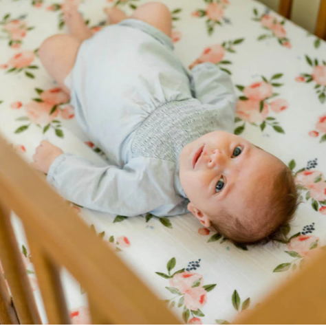 Little Unicorn Cotton Muslin Crib Sheet Watercolor Roses CanaBee