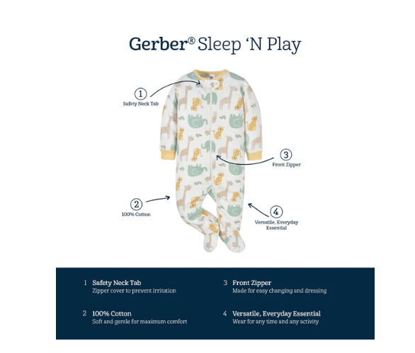 Gerber Sleep N Play Footie - Neutral Animals
