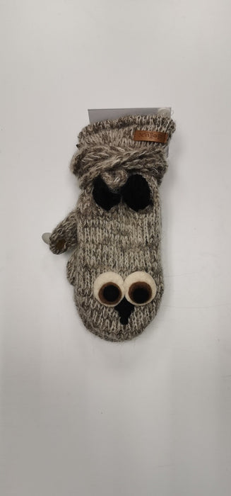 Knitwits A245 Owl Mitts Grey