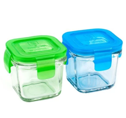 Wean Green Glass Mini Cubes Pea/Blueberry 2pk