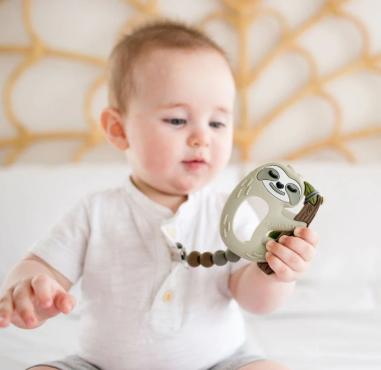 Loulou Lollipop Silicone Teether Set - Sloth