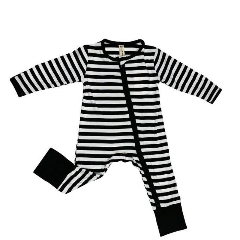Earth Baby Bamboo 2 Way Zippy Coverall - Grey Stripe - CanaBee Baby