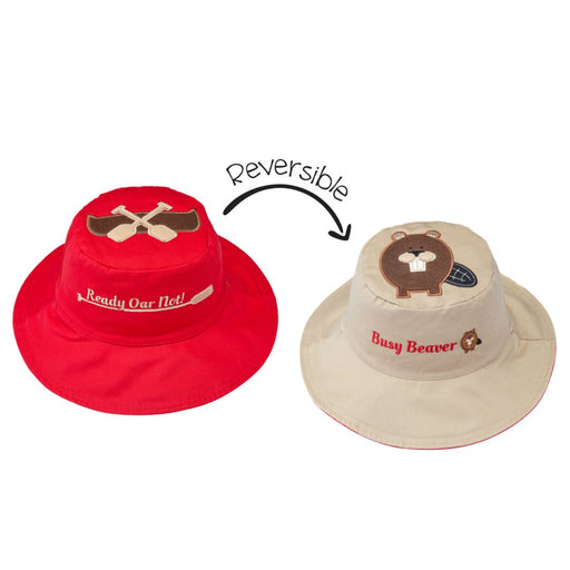 Flapjacks Kids Cotton Reversible Sun Hat - Canoe/Beaver FJK-LUV0156L