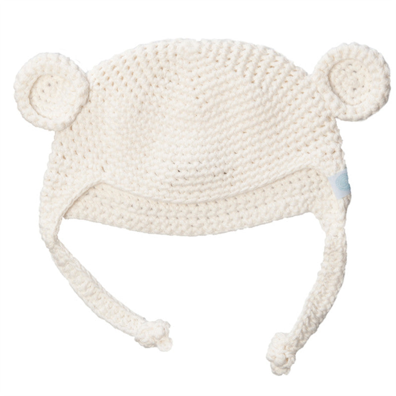 beba bean crochet bear toque ivory 3-6 - CanaBee Baby