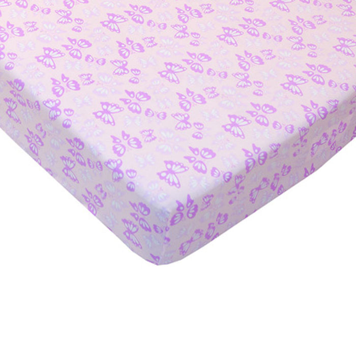 Kushies Ben & Noa Crib Sheet - Butterfly Pink