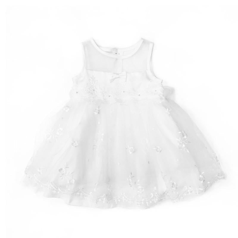 Blink Blank Floral Embroidered Bowie Princess Dress White - CanaBee Baby