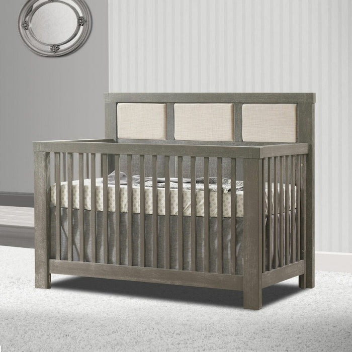 Natart Rustico Convertible Crib with Upholstered Panel - Talc Linen Weave/Owl (MARKHAM STORE PICKUP ONLY)
