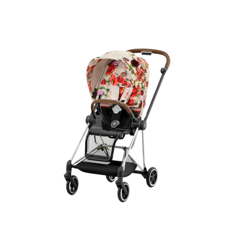 Cybex Mios3 Stroller - Chrome Brown Frame w/ Spring Blossom Light Seat
