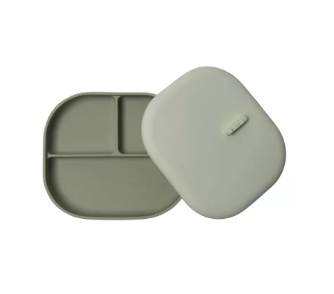 Loulou Lollipop Divided Plate With Lid - Sage
