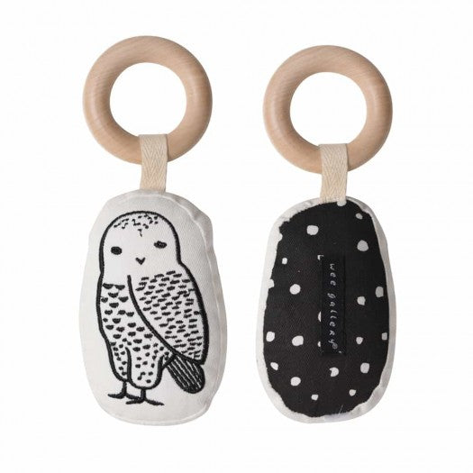 Wee Gallery Rattle Organic Cotton w/ Ring Owl WG8023