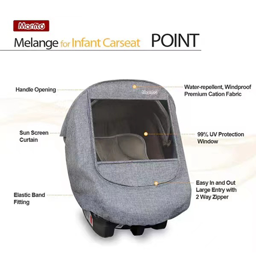 Manito Melange Infant Car Seat Weather Shield - Black Grey MLCVI-35000-BGR