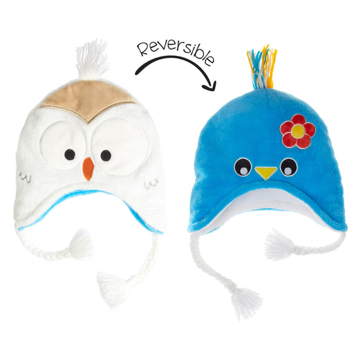 Flapjack Kids Reversible Winter Hat - Bluebird/Snowy Owl