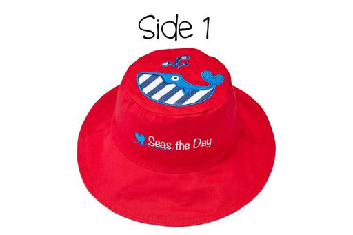 Flapjack Reversible Kids & Toddler Sun Hat - Whale/Blue Octopus
