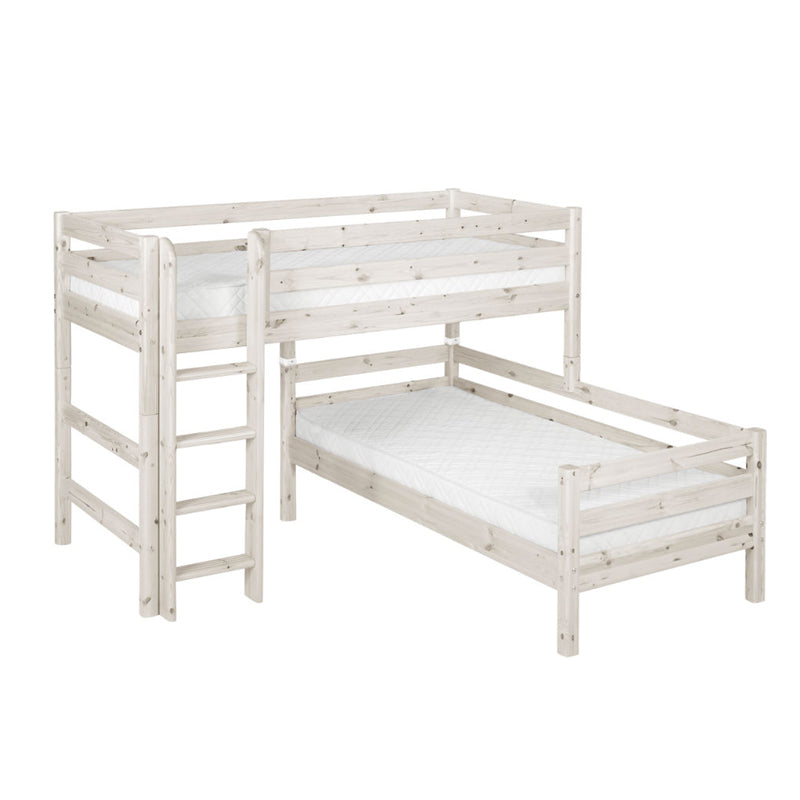 FLEXA CLASSIC Semi-High Bed - White Washed (Markham In store pick-up Only)