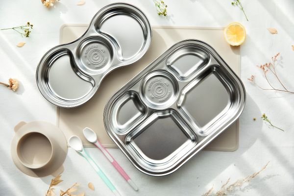 Grosmimi Stainless Baby Food Tray 5 Compartment w/Suction Plate