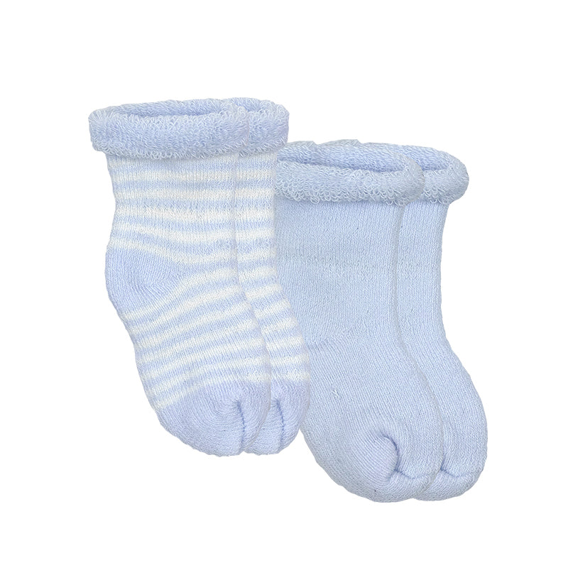 Kushies Baby Socks - Blue Stripe Solid 0-3m - CanaBee Baby