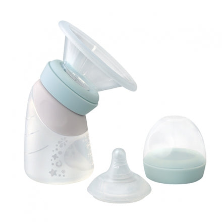 Marcus&Marcus Silicone Angled Bottle&Breast Pump - Mint 120ml MNMNU13-GN