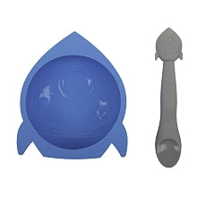 Kushies Silibowl & Spoon Set Boy Blue (F103-B01)