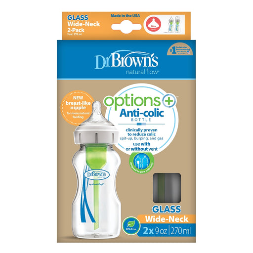 Dr. Brown's Options+ Wide-Neck Glass Bottle 9oz, 2-Pack