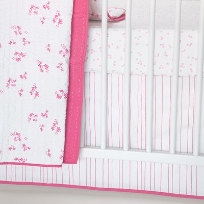 Auggie Striped Crib Skirt Collection - Pink Stripes