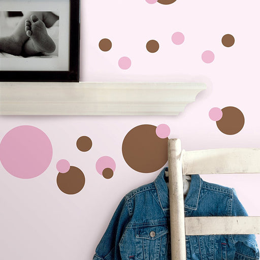 Roommates Just Dots Pink&brown Wall Decals - CanaBee Baby
