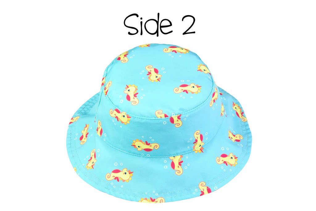 Flapjack Reversible Kids & Toddler Sun Hat - Mermaid/Seahorse