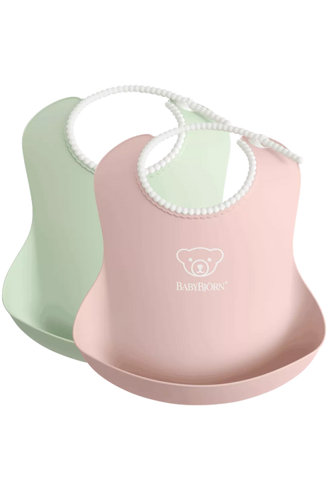 BABYBJÖRN Baby Bib Powder 2pk - Green/Pink