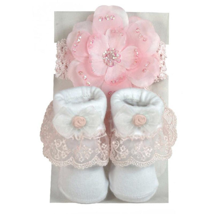 Stephan Baby Headband & Socks Set - Princess Pink - CanaBee Baby