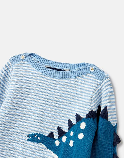 Joules Barney Knitted Dinosaur Jumper - Dino Stripe (214954)