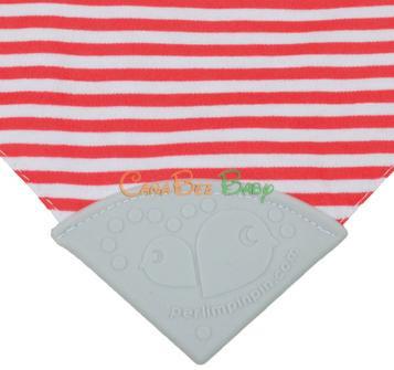 Perlim Pin Pin Bubbly Teething Bib Red Stripe - CanaBee Baby
