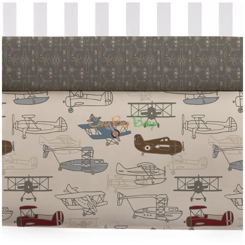 Lolli Living Crib Bed Skirt - Aeroplanes - CanaBee Baby