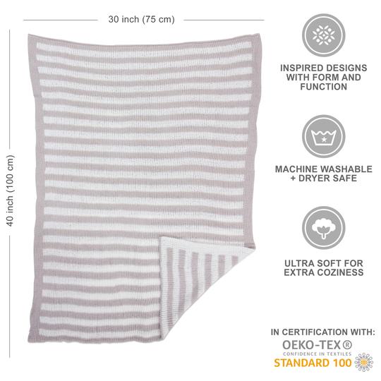 Living Textiles Blanket Grey Stripe Chenille